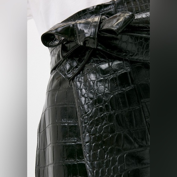 New! Amanda Uprichard Croc-Embossed Faux Leather Beekman Pants 🖤 XS - Picture 4 of 12